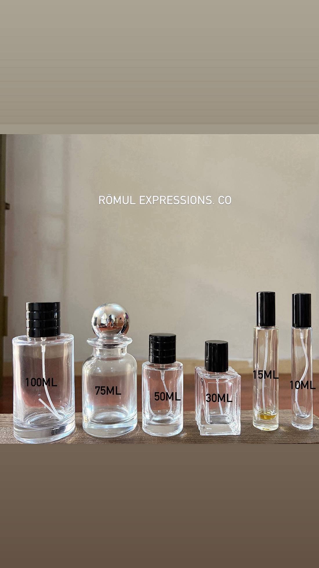 Rōmul available bottle sizes: 10ml to 100ml